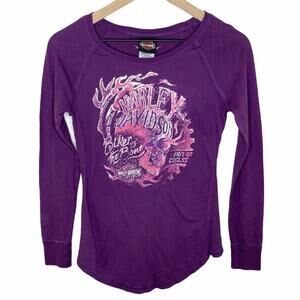Harley Davidson Women’s Long Sleeve Cotton Scoop Neck Tee Size Small
